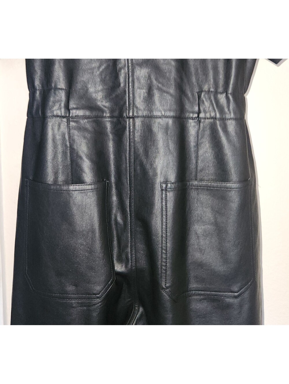 Free People Marci Vegan Leather Black Jumpsuit Pants Womens Medium Grunge Goth - Picture 8 of 12